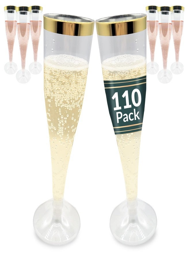 Reli. Champagne Flutes Plastic | 110 Pack | 4.5 oz - Gold Rim Clear | Premium Plastic Champagne Flutes | Party-Perfect for Celebrations - Image 1